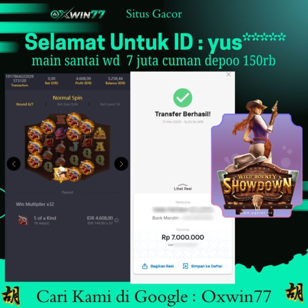 OXWIN77 JACKPOT SLOT GACOR WILD BOUNTY SHOWDOWN Rp. 7.000.000,- LUNAS