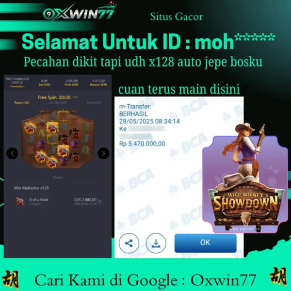 OXWIN77 JACKPOT SLOT GACOR WILD BOUNTY SHOWDOWN Rp. 5.470.000,- LUNAS